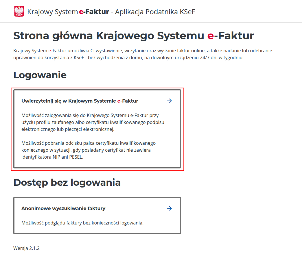 Logowanie do KSEF #1