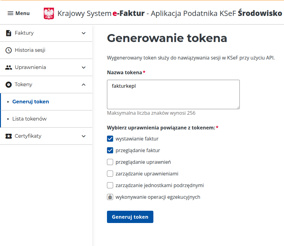 Ustawienia konta w KSeF